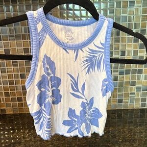 Wonder Nation Blue and White Floral Tank Top